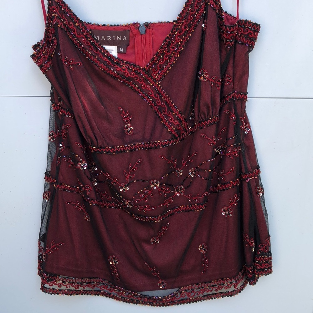 Marina red jeweled top - new